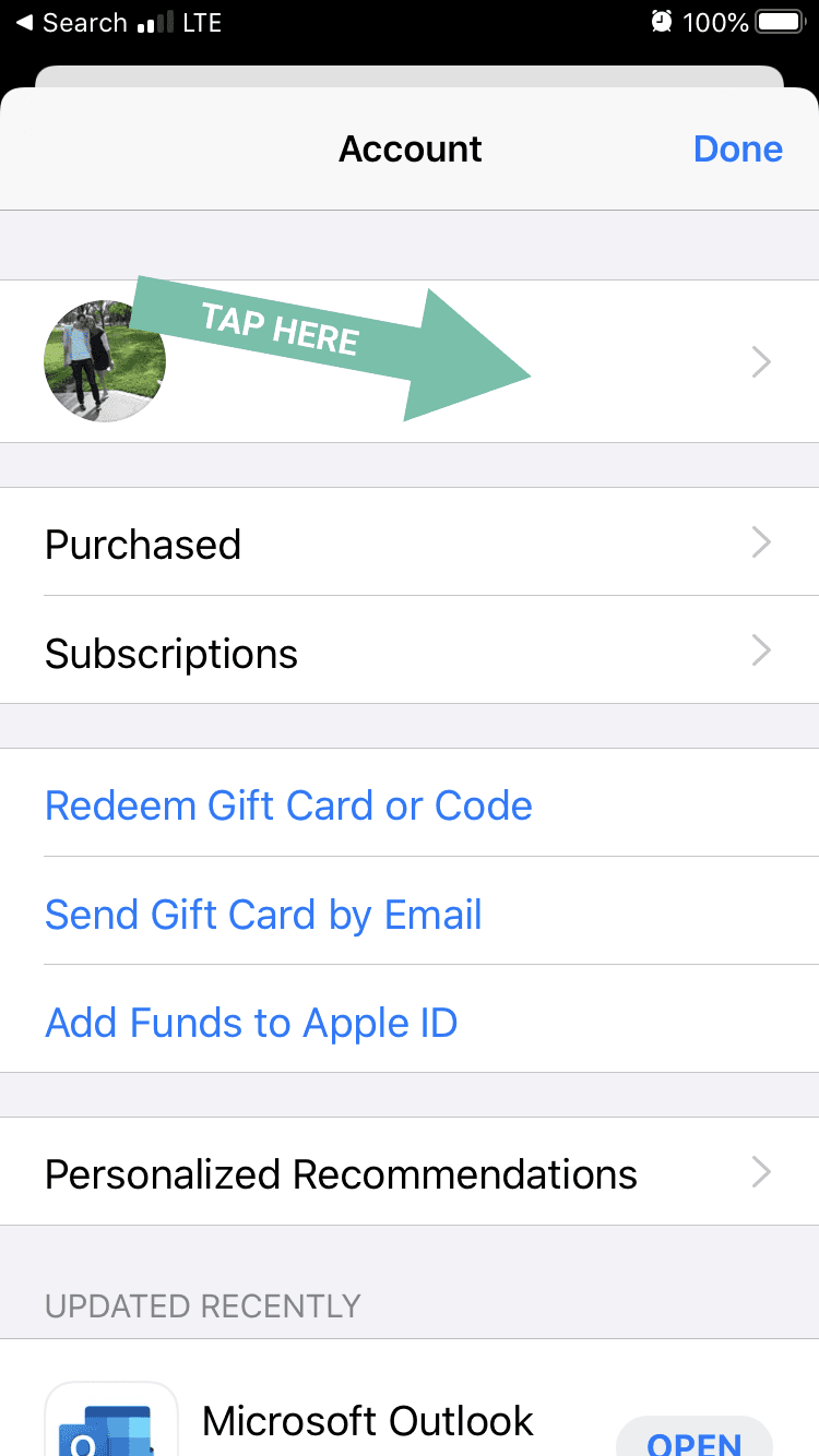 App Store account screen